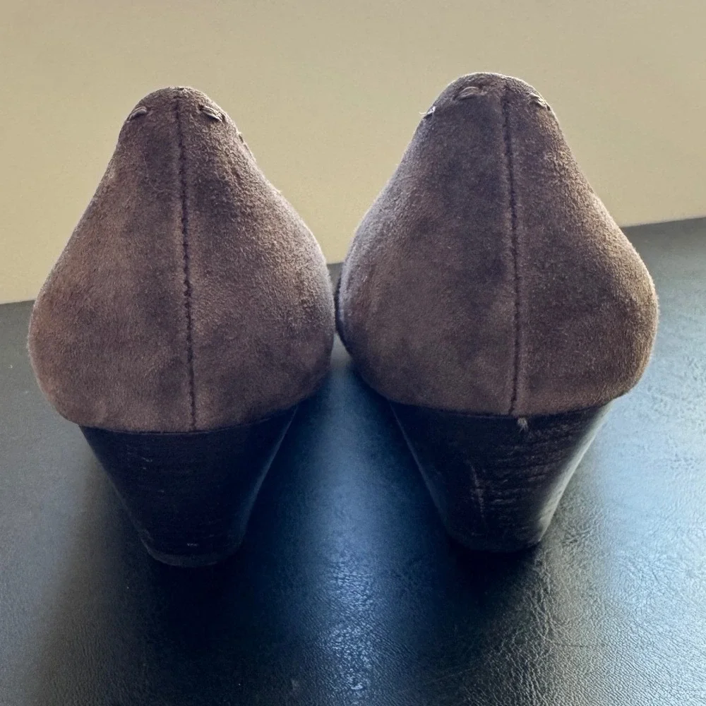 90s Vintage Franco Sarto Womens Suede Leather Slip on Button Mary Janes sz 9 Y2K